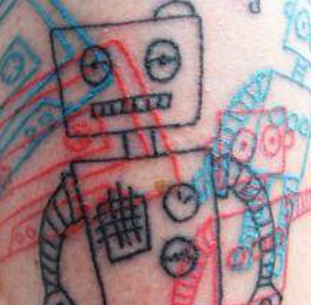 Overlapped Robots and Cassette Tapes Tattoo