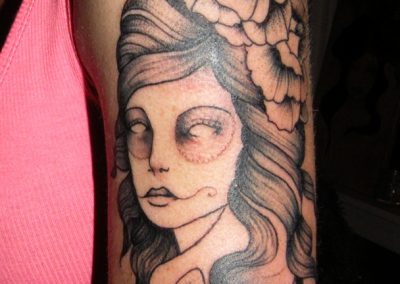 Gypsy Girl & Roses Arm Tattoo