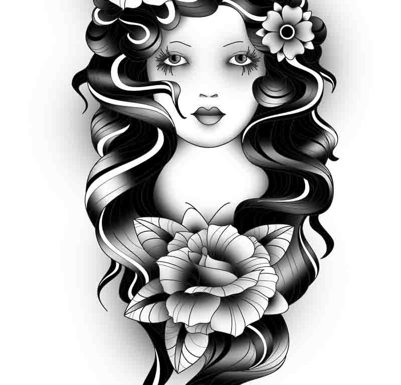 Gypsy Girl Tattoo Design for Arm