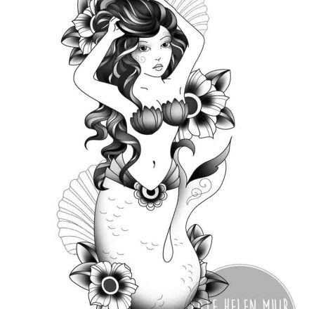 Mermaid Gypsy Tattoo Design