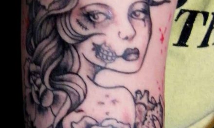 Zombie Lady and Roses Arm Tattoo