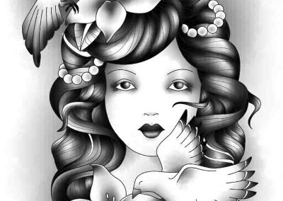Gypsy, Lilys and Magpies Custom Tattoo Design