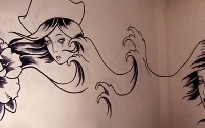 Tattoo Shop Walls – Beginning of Large Freestyle Mural