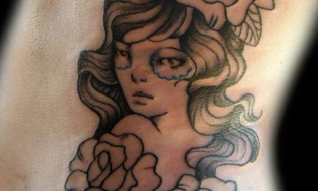 Gypsy Girl and Roses Side Tattoo