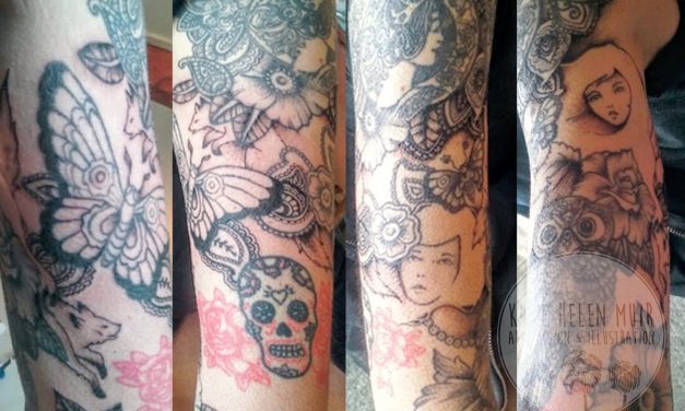 sugar skull half sleeve tattoo designs