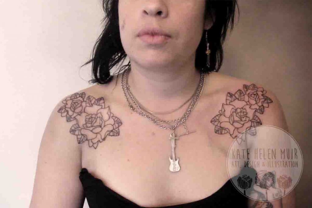 tattoo chest shoulders roses