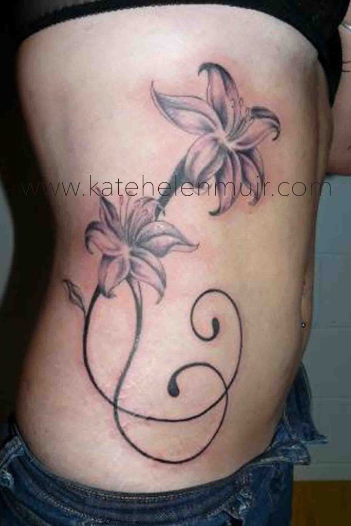 tattoo side girl flowers lily