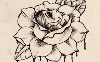 Flower Face Gypsy Girl Tattoo Design