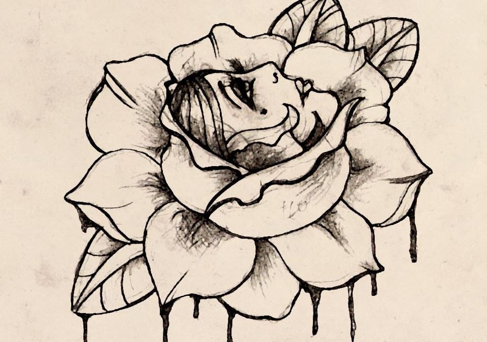 Flower Face Gypsy Girl Tattoo Design