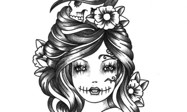 Gypsy Skull and Flowers in Hair