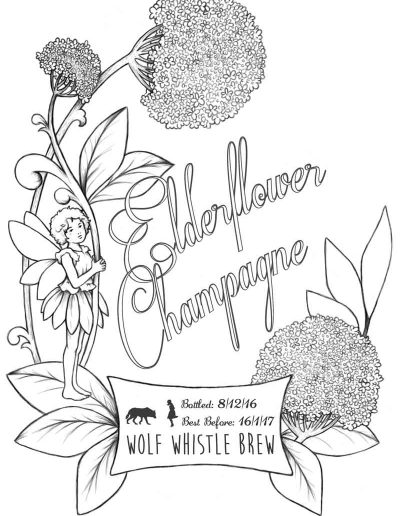 graphic design label design elderflower champagne