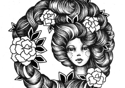 Ink Girl – Girl, Hair Flowers