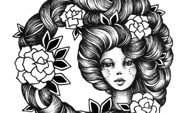 Ink Girl – Girl, Hair Flowers