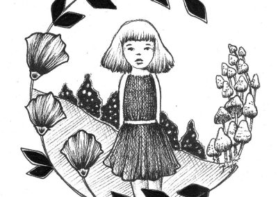 Ink Girl – Girl, Flowers, Toadstools