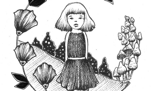 Ink Girl – Girl, Flowers, Toadstools