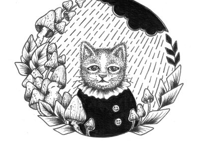 Cat Ink Design – Cat in Rain