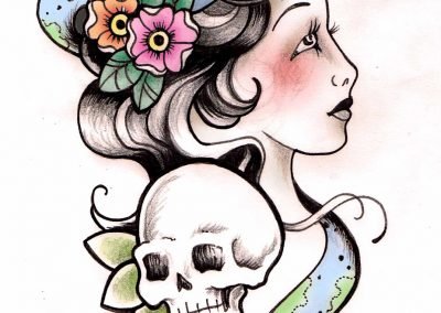 Gypsy Girls and Snake Tattoo Design