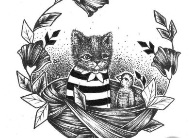CAT INK DESIGN – CAT IN NEST