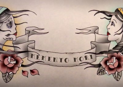 Sugar Skull Gypsy Roses Banner Tattoo Design