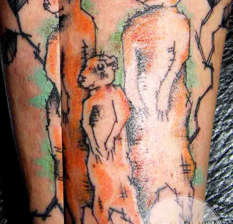 Meerkat Sketchy Leg Tattoo