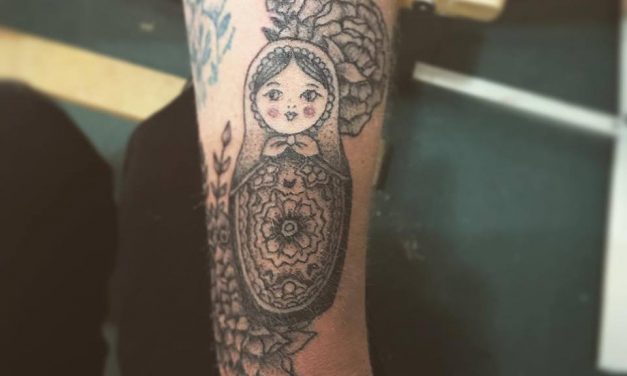 Russian Doll & Flowers Tattoo