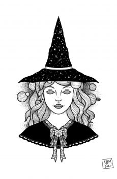 Witch girl tattoo design