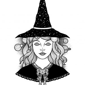 Witch girl tattoo design