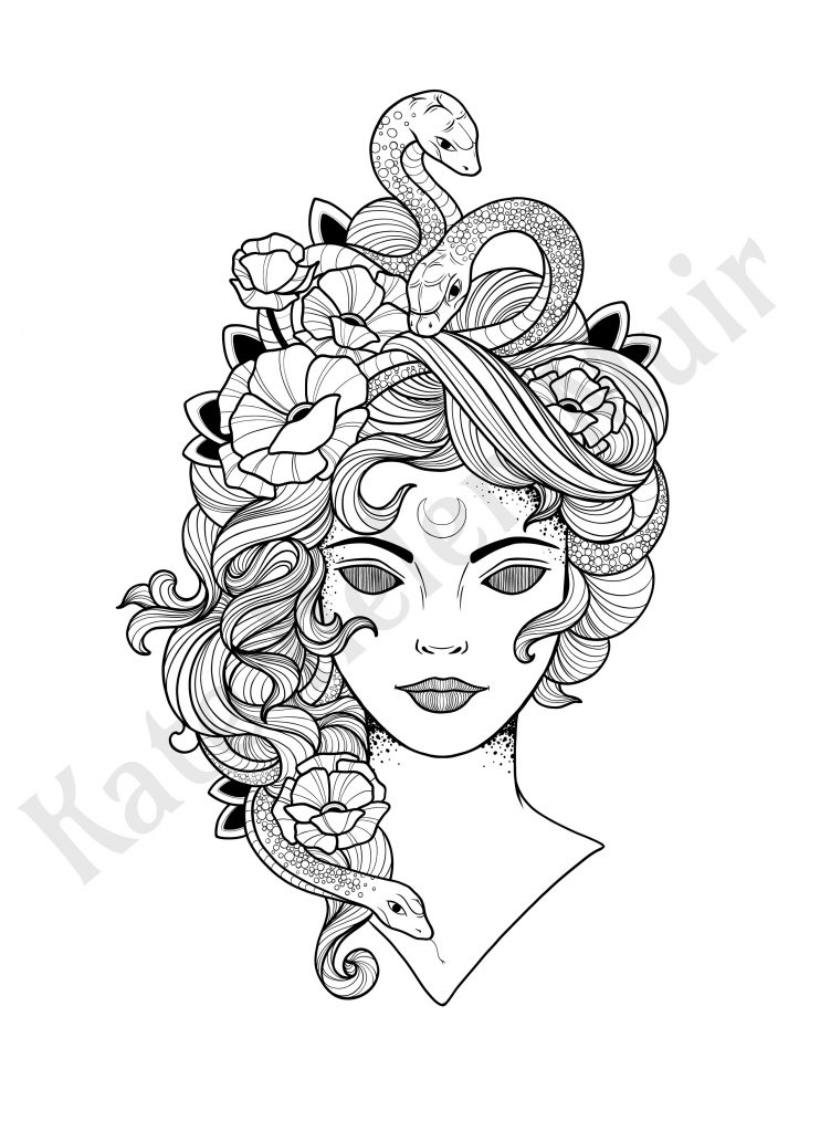 Medusa Tattoo Design | SVG | PNG | JPG | #02 | KateHelenMuir