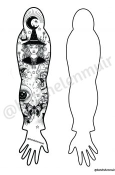 WITCH SLEEVE FLASH- MOON AND CLOUDS-01